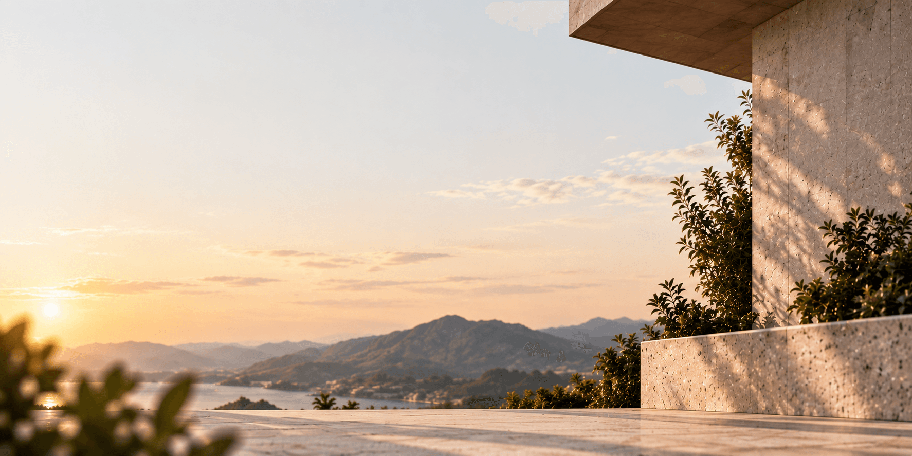 ZeloOS sunset landscape and architecture